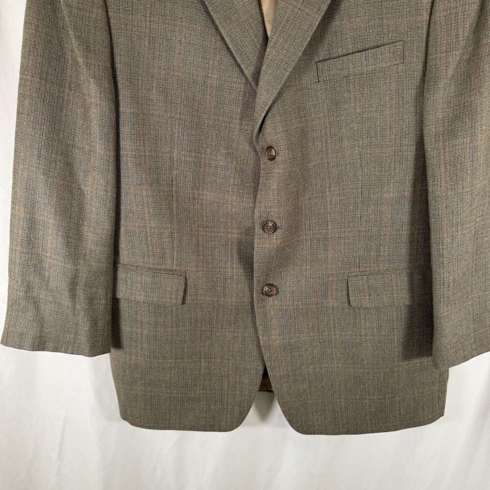 Lauren Ralph Lauren Silk Wool Blazer Men 46R Beige Inside Pockets 3 Button Front - Picture 3 of 12